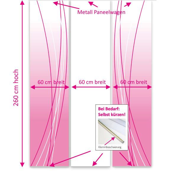 Flächenvorhang Linea Magenta up dark 3er Set, Schiebegardine, Schiebegardinen, blickdicht, Flächenvorhang blickdicht, Schiebevorhang,